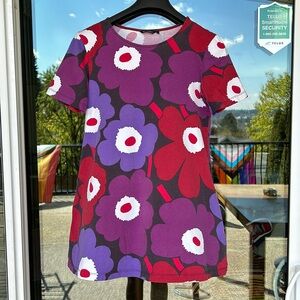 Marimekko Unikko floral purple & red knit T-shirt xs